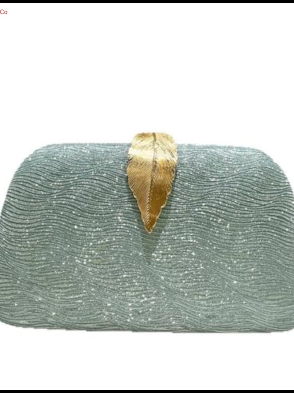Women's Evening Clutch Bag with Metallic Leaves Clasp and Chain